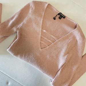 Express Light Pink Long Sleeve Top